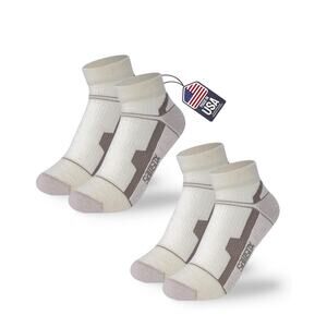 2-Pair Merino Wool Ankle Running Hiking Socks, Made in USA small